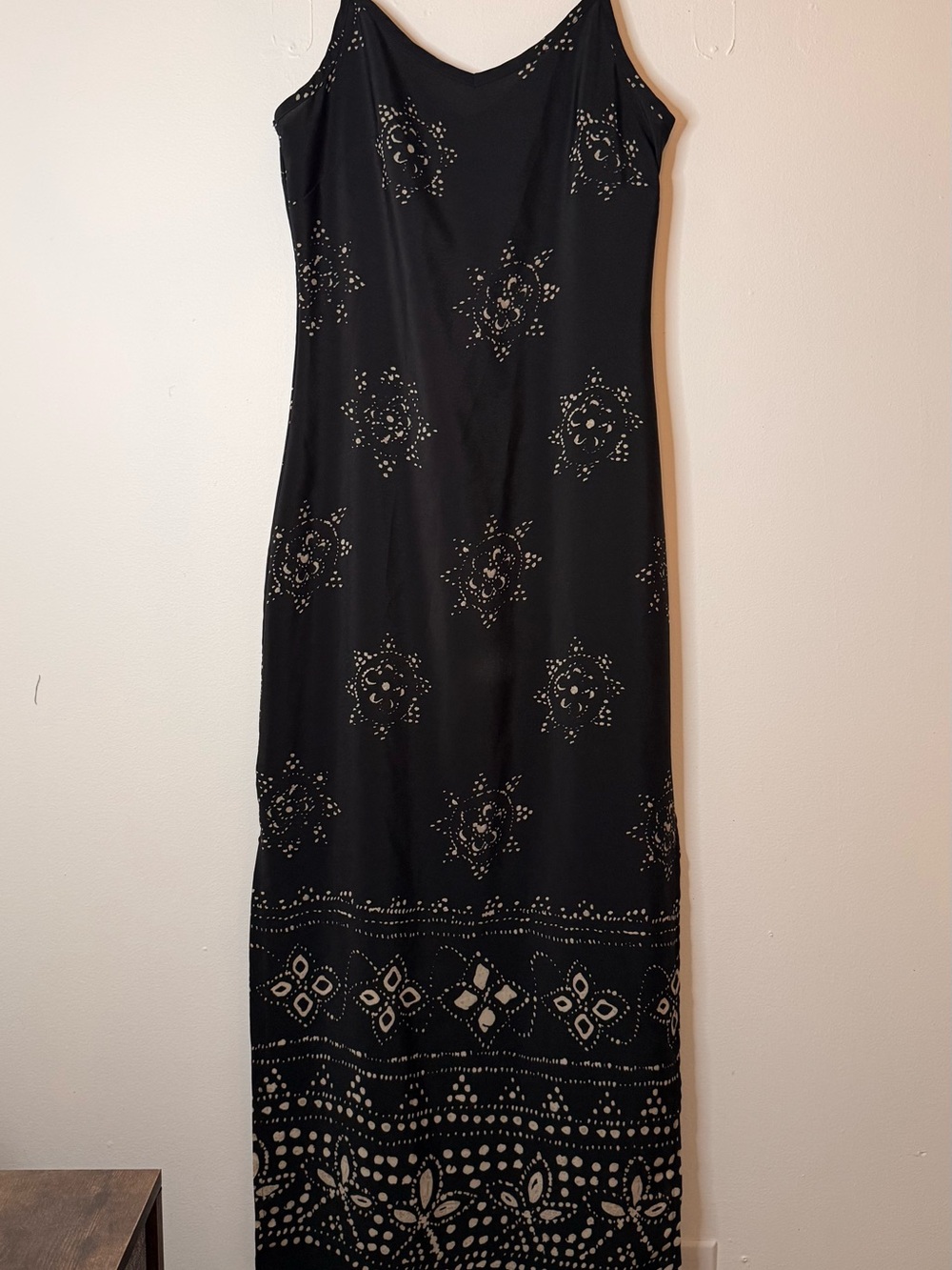 Charlotte Russe Black Maxi Slip Dress with Gold Dot Embellishments